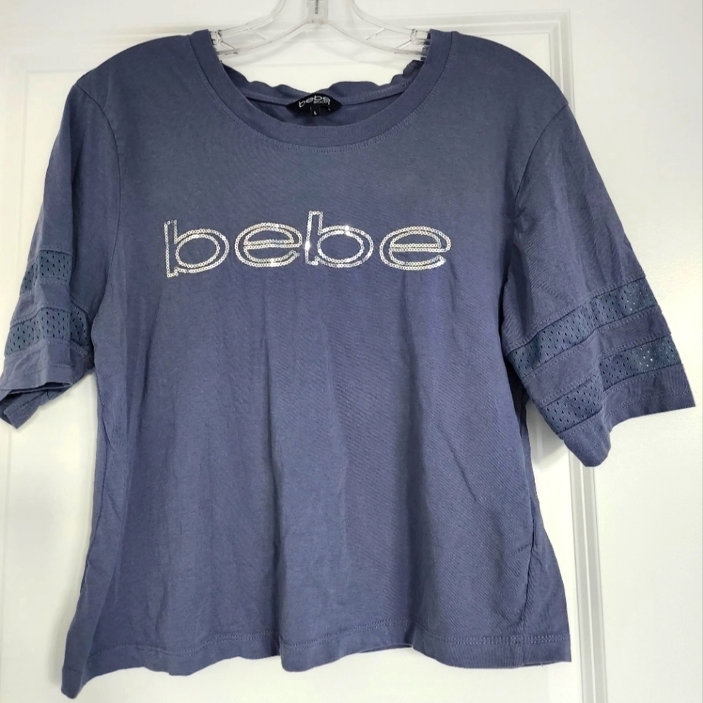 Bebe sport boxy sequin t-shirt size Large